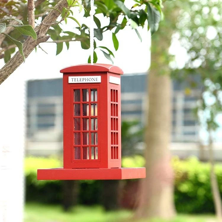 Wooden Bird Feeder Telephone Box
